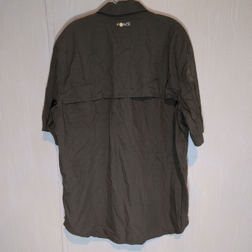 Carhartt Force Shirt Mens L Olive Green Relaxed Fit Ripstop Short Sleeve - Picture 6 of 8